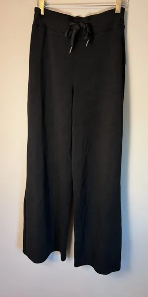 Spanx Air Essential Pants S Black Wide Leg Drawstring Stretch 30" Inseam NEW thumbnail 1