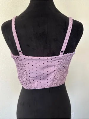Old Navy Lilac Polka Dot Square Neck Crop Top thumbnail 5