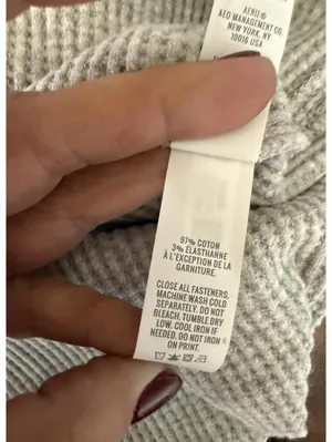 OFFLINE by Aerie Gray Ribbed Henley Long Sleeve Top XS Petite thumbnail 8