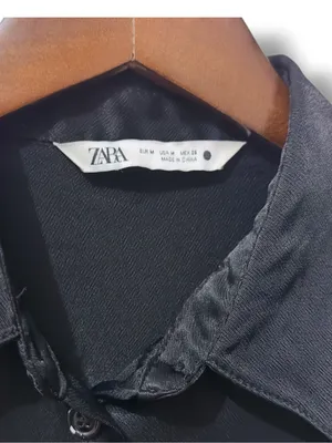 ZARA | EUC Black Satin Silky Button-Down Long Sleeve Shirt Blouse (Size M) thumbnail 8