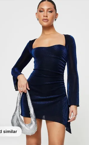Princess Polly long sleeve blue new years dress thumbnail 1