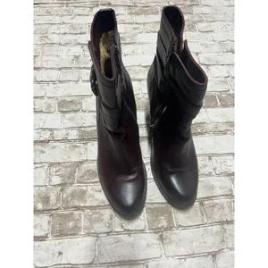 FRYE Jenny Shield Short Leather Heeled Moto Boots 9.5 Red FLAW thumbnail 3