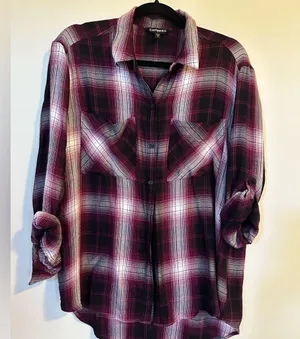 Express Button Front Plaid Flannel Shirt thumbnail 1