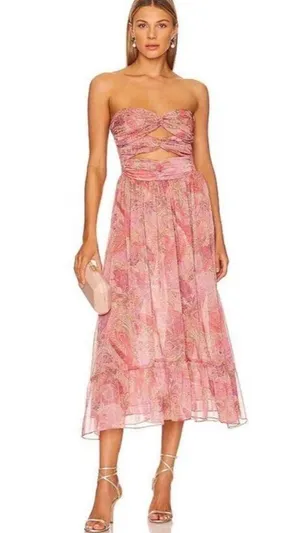 Misa Los Angeles Arianne Chiffon Maxi Cutout Dress in Muted Paisley thumbnail 2