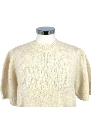Vero Moda Puff Sleeve Cream Sweater Size Large Light Academia Cottagecore thumbnail 10