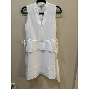 Club‎ Monaco Raelee Sleeveless V-Neck Peplum Dress Size 0 White thumbnail 3