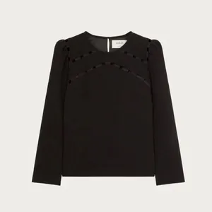 BA&SH Black Corus Top Blouse Cutout Details Solid Cut-Outs Bash Size 0 US Size 4 thumbnail 10