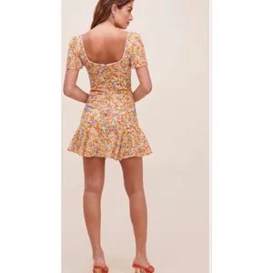 ASTR the Label So Smitten Floral Ruched Mini‎ Dress Orange Yellow Size Large thumbnail 8