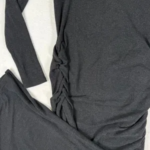 James Perse Standard Black Ruched Long Sleeve Maxi Dress Size 2 Made in USA thumbnail 3
