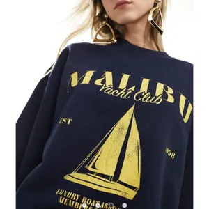 ASOS Malibu Yacht Club Graphic Sweatshirt XS Navy‎ thumbnail 3