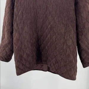 brown faux suede quilted barn jacket Lauren Ralph Lauren equestrian buttons XL thumbnail 4