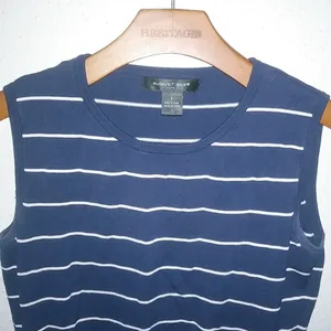 August Silk Knits S Sleeveless Knit Navy Striped Top thumbnail 1