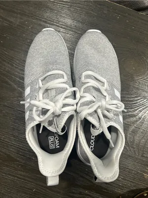 adidas White and Light Gray Knit Runner Sneakers thumbnail 3
