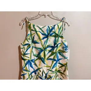 Liz Claiborne Silk Sheath Dress Womens 8 White Blue Green New Tropical Mini Tie thumbnail 8