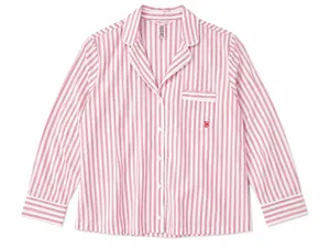 Victoria’s Secret Pink White Stripe Pajama Top Shirt Women’s S Short Cotton thumbnail 1