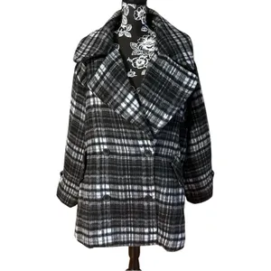 Free People Highlands Wool Plaid Peacoat Size XL thumbnail 4