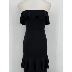 Lovers‎ + Friends Maxi Gown Dress Small Black Ruffle Strapless Formal Pencil thumbnail 2