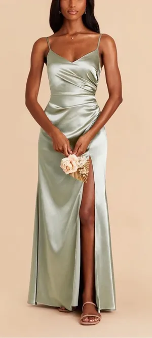 Birdy Grey Catherine Dress - Sage Green (Matte Satin) thumbnail 1