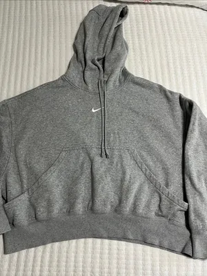 Nike Heather Gray Cropped Pullover Hoodie thumbnail 1