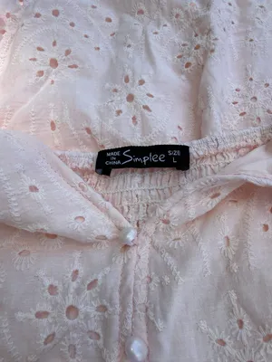 Simplee Pink Eyelet Maxi Dress L Cotton Button Front Boho‎ Cottagecore Sundress thumbnail 12