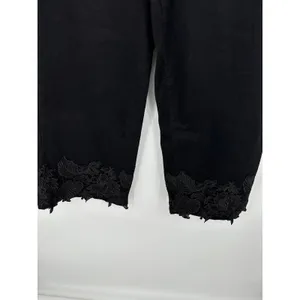 Prosperity Jeans Women 31 Black Denim Wide‎ Leg Embroidered Cotton Blend thumbnail 3