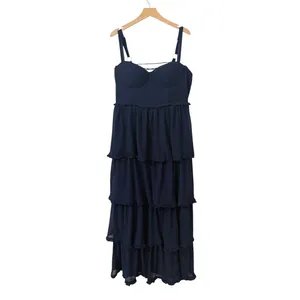 Lulus Sophisticated Occasion Navy Blue Bustier Lace-Up Maxi Dress size 1X NWT thumbnail 3