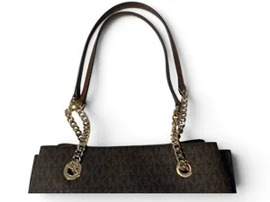 Michael Kors Teagen Large Logo Shoulder Bag Brown MK Monogram EUC purse handbag thumbnail 10