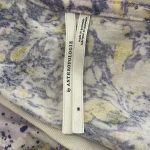 Anthropologie Purple Abstract Floral Splatter Print Cotton Boxy Top‎ Tee Medium thumbnail 4
