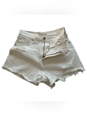 Levi’s white distressed denim high waisted mom shorts size 28 thumbnail 3