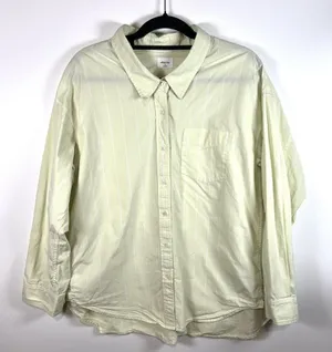 Aritzia Wilfred Free Button‎ Up Shirt Women's Medium Oversized Yellow Long Sleeve Pocket thumbnail 1