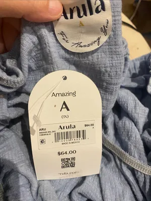 Arula Dusty Blue Flutter Sleeve Babydoll Top NWT 1X thumbnail 2