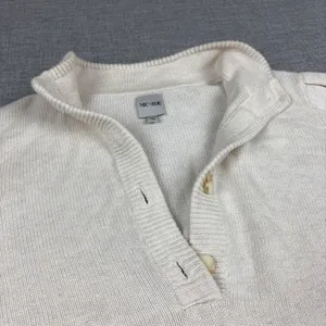 NIC+ZOE Sweater Womens M White Collared Pullover Puff Sleeve Tight-Knit thumbnail 2