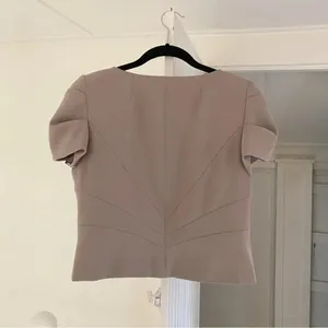 Mario Serrani Italy Hook & Eye Paneled Blazer Jacket Beige Size 8 thumbnail 6