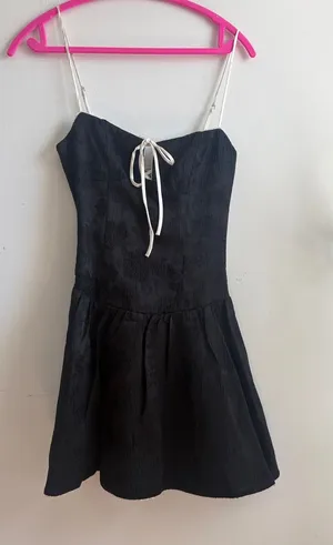 Black Mini Dress with Cream Contrast Straps thumbnail 1