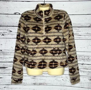 Aeropostale NWT M Aztec Southwestern 1/2 Zip Sherpa Pullover Sweatshirt Jacket thumbnail 1