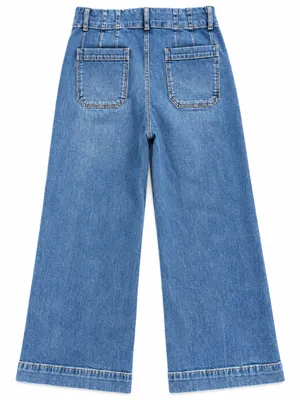 Anthropologie Pilcro Wide Leg Jeans Women 31 Blue Patch Pocket Skipper thumbnail 2