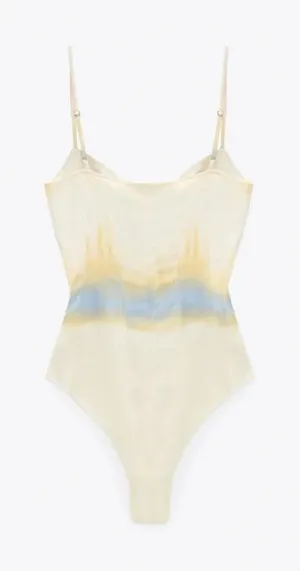 Nwot Zara Satin Tie Dye Bodysuit thumbnail 1