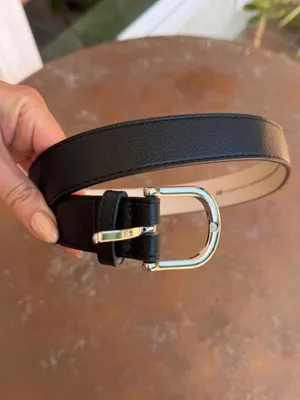 NWOT H&M black faux leather belt with silver buckle, size S #leather #basics 40 in thumbnail 2