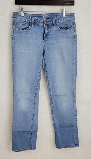 Ann Taylor LOFT Womens Jeans 28/6 Blue Denim Modern Straight High Rise Button thumbnail 1