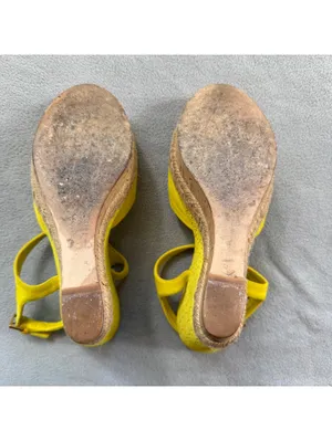 Gucci Microguccissima Yellow Suede Espadrille Platform Wedge Sandals 36.5 thumbnail 9