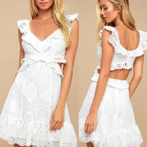 ASTR The Label Elora Ivory Eyelet Cutout Skater Dress thumbnail 1