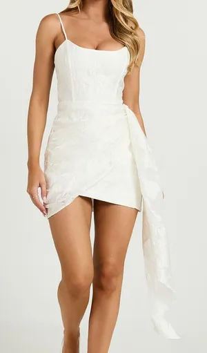 White Showpo Laine Mini Dress Size US 8 thumbnail 1