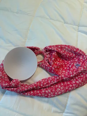 Shein Pink and White Floral Bandeau Bikini Top thumbnail 3