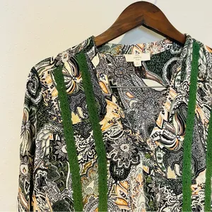 Umgee Green Paisley Floral Drop Waist Dress thumbnail 2