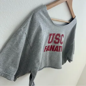 USC Fanatic Gray Off the Shoulder Crop Top Size L thumbnail 4
