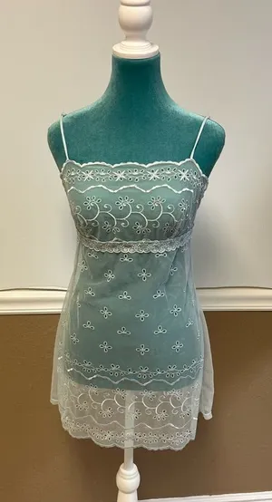 Victoria’s Secret Light Blue‎ Floral Lace Babydoll Dress – Size M thumbnail 1