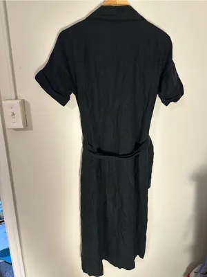 Banana Republic linen belted midi dress black small thumbnail 5