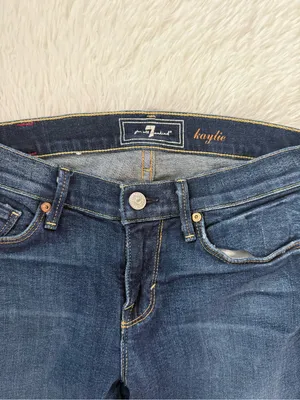 7 For All Mankind Kaylie Slim Bootcut Jeans Size 25 Blue Wash Raw Hem thumbnail 3