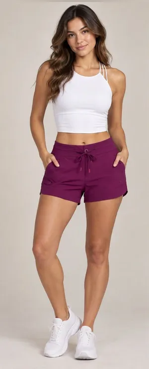 Athleta Hudson Board Shorts Women Size 10 Magenta Berry Stretch Drawstring thumbnail 1
