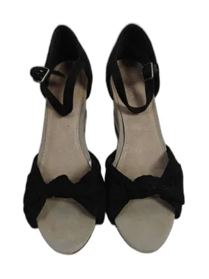 Womens Old Navy Wedge Sandals Black Tan Size 7 thumbnail 1